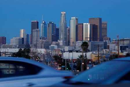 FILE PHOTO: Commuters make their way along a highway during morning rush hour in Los Angeles