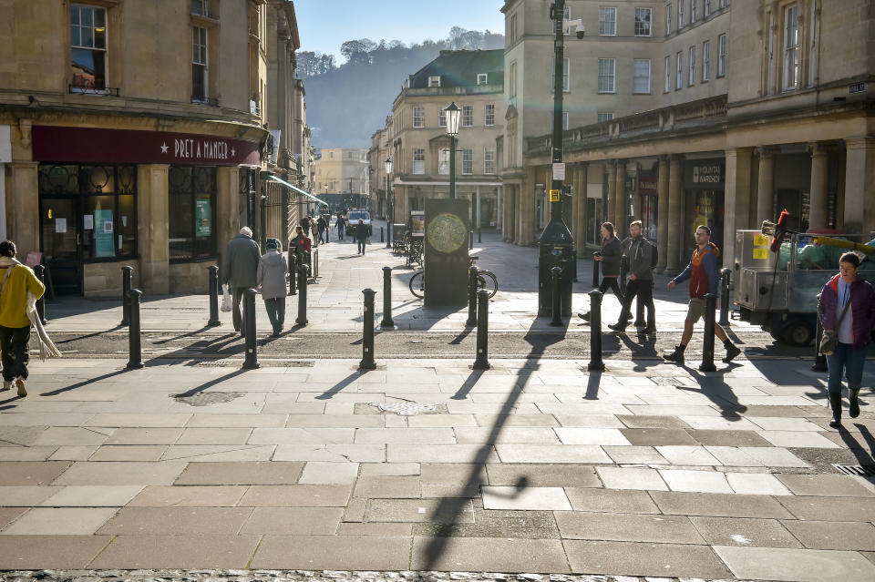 property hotspot People walk through the high street in Bath as the England begins a second national lockdown.