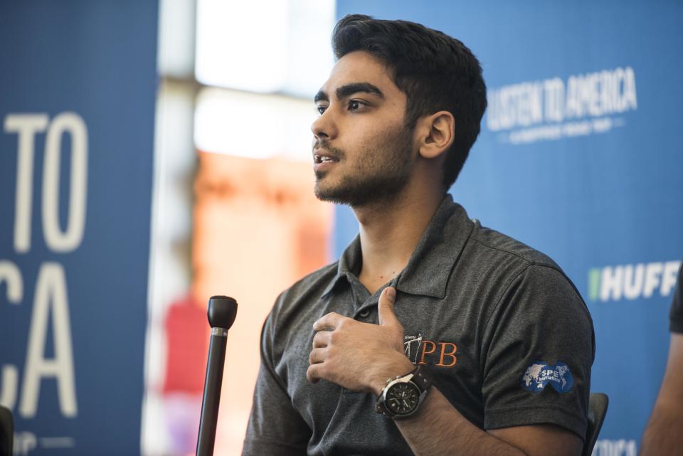 Arslan Rozyyev talks to students at the University of Texas of the Permian Basin.