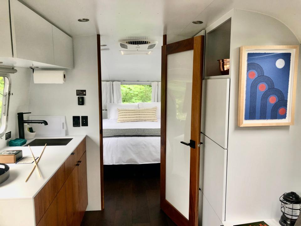 AutoCamp Cape Cod’s custom-designed Airstreams have a separate bedroom, sitting area and kitchenette and bathroom.