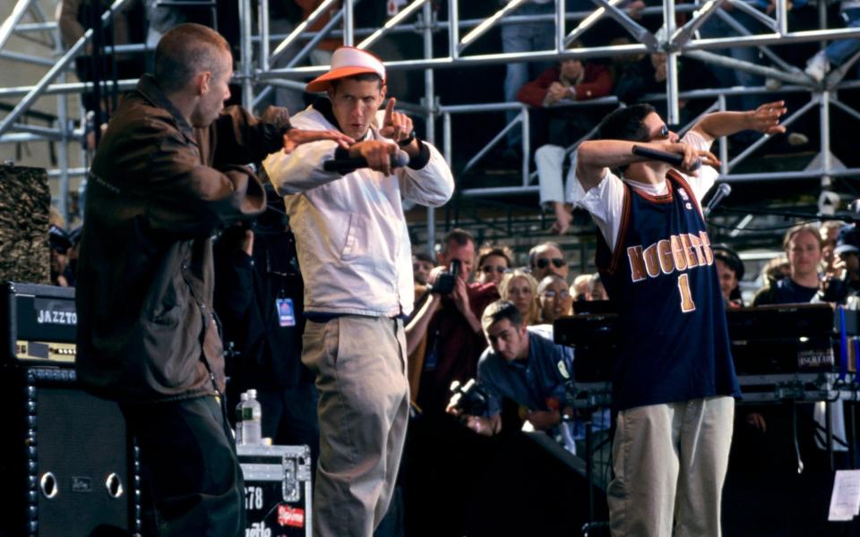 The Beastie Boys on stage at the Tibetan Freedom Concert, San Francisco, in 1996 - Wireimage