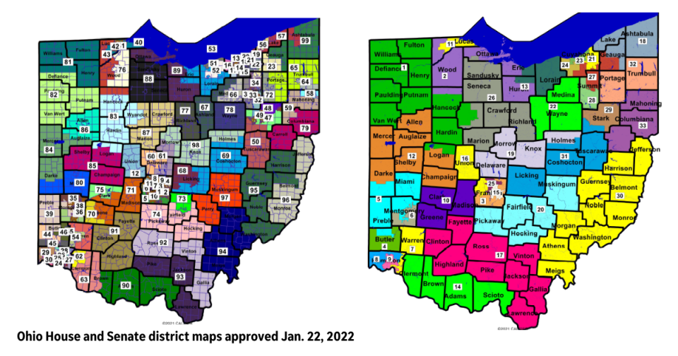The Ohio Senate map approved by the Ohio Redistricting Commission that was later rejected by the Ohio Supreme Court.