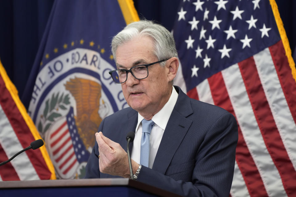 Federal Reserve Chair Jerome Powell speaks during a news conference Wednesday, Dec. 14, 2022, at the Federal Reserve Board Building, in Washington. (AP Photo/Jacquelyn Martin)