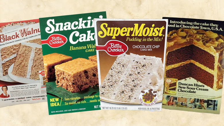 Four boxes of discontinued cake mixes 