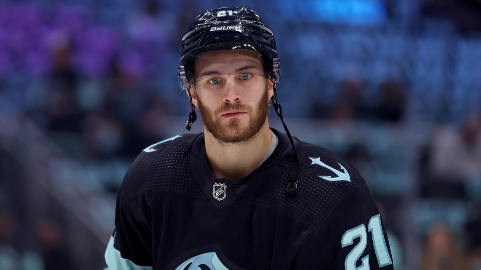 Kraken forward Alex Wennberg and his wife are taking a stand against a social media community that has sexualized and harassed the player and his family for months. (Getty Images)