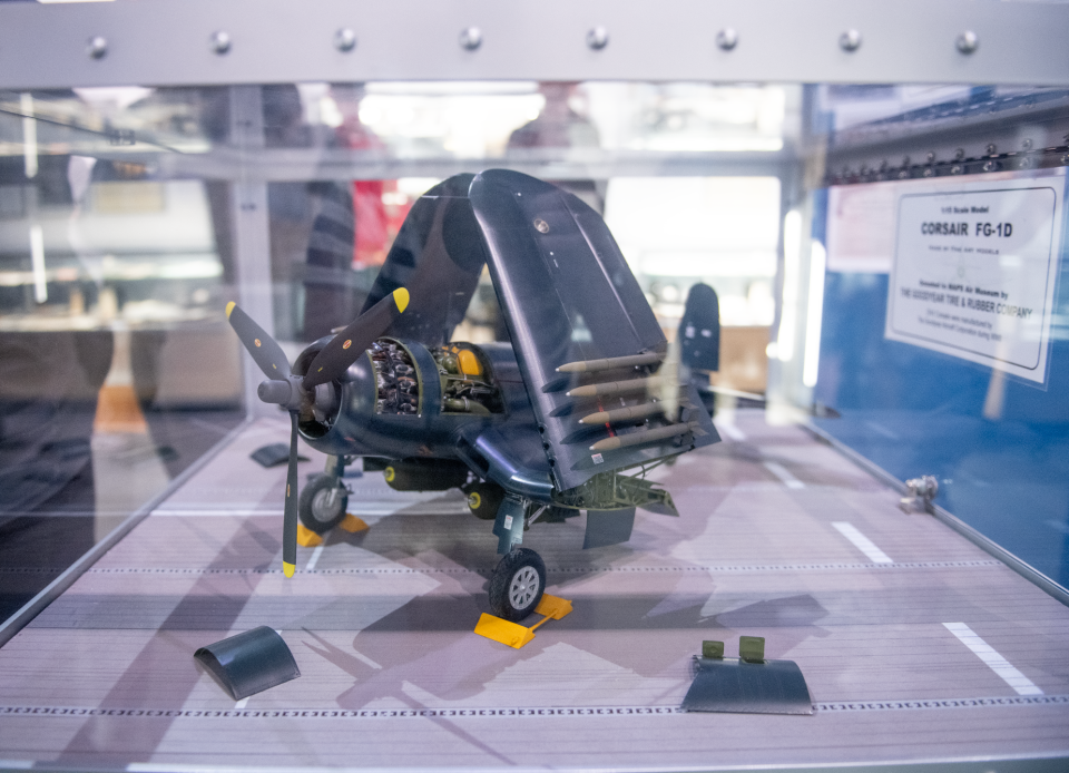 Goodyear Tire & Rubber Co. donated a model Corsair that is displayed in the MAPS Air Museum in Green.