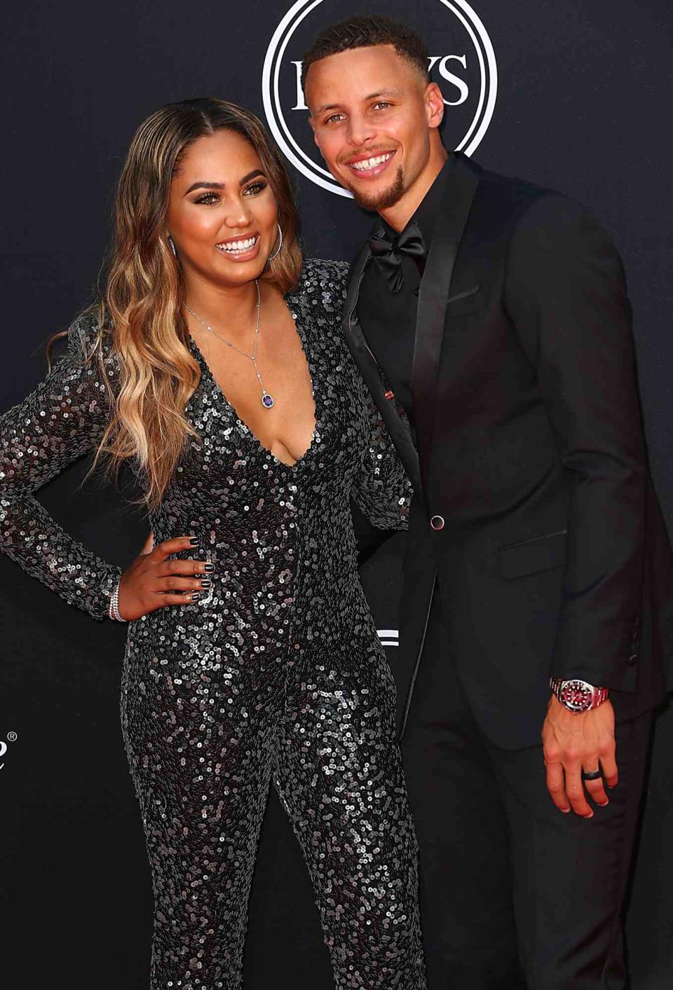 NBA player Steph Curry (R) and Ayesha Curry arrive at the 2017 ESPYS at Microsoft Theater on July 12, 2017 in Los Angeles, California