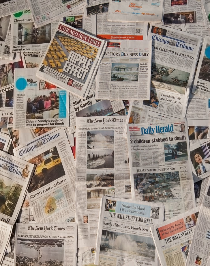 A bunch of newspapers.