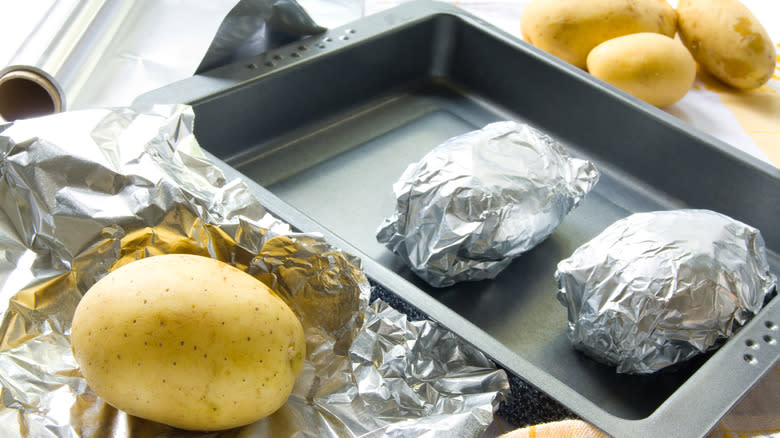 potatoes wrapped in aluminum foil
