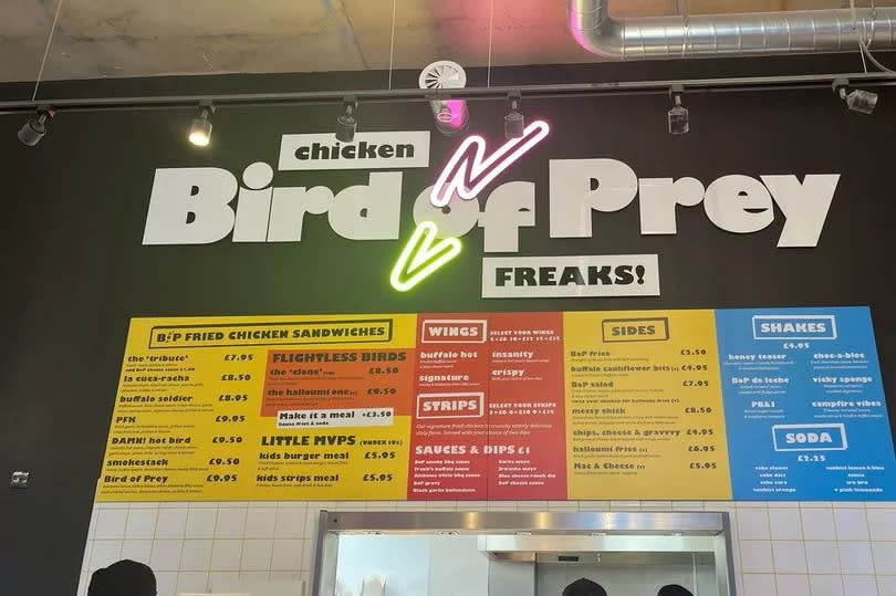 Bird of Prey's menu, offering 'insanity wings' -Credit:MEN