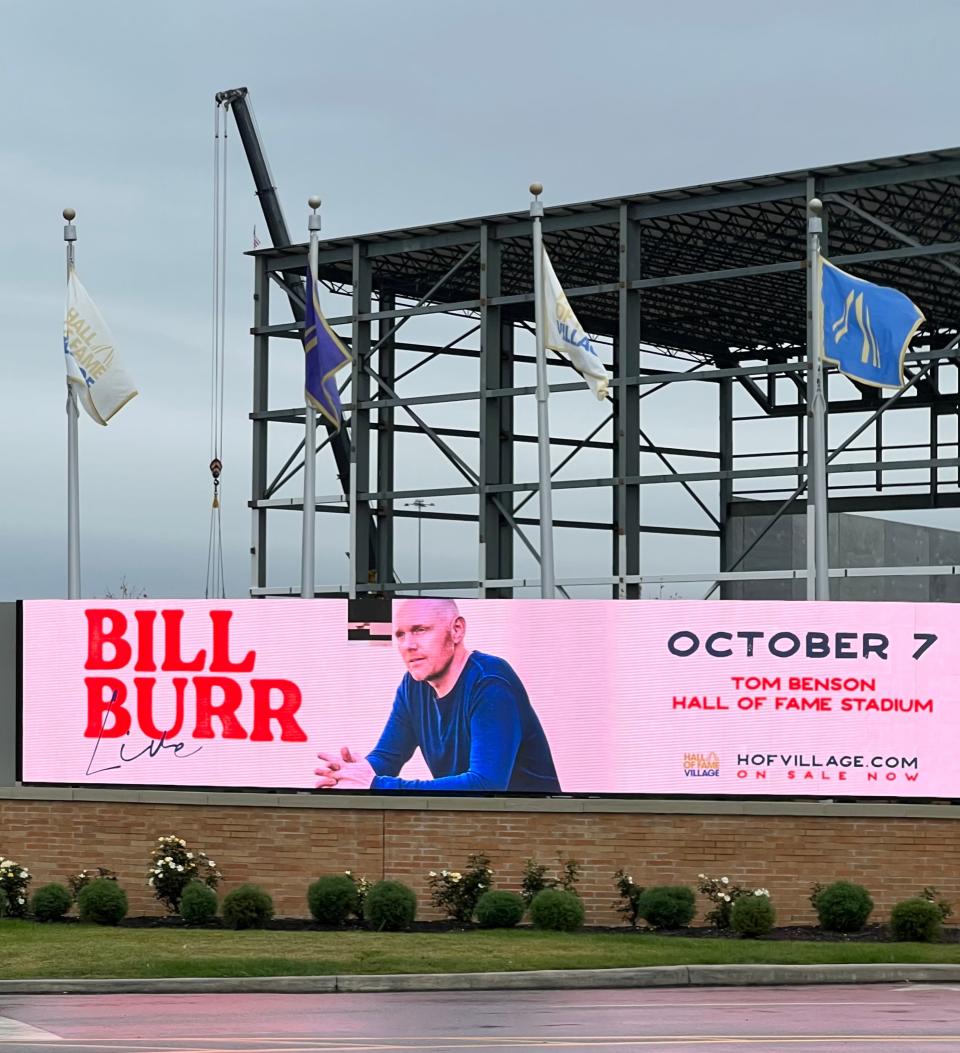 The Hall of Fame Village has attracted star comedians like Bill Burr, who performed at Tom Benson Hall of Fame Stadium earlier this year.