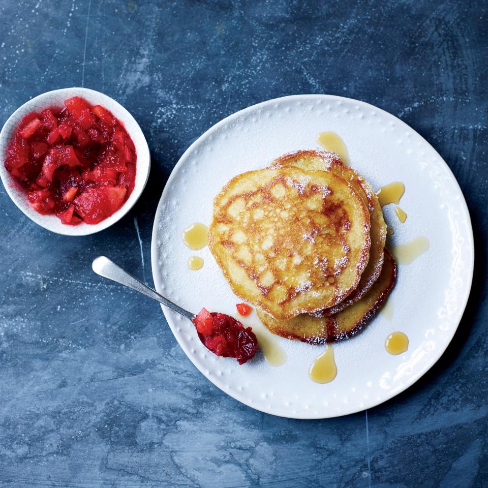 Buttermilk Pancakes with Quince-and-Cranberry Compote