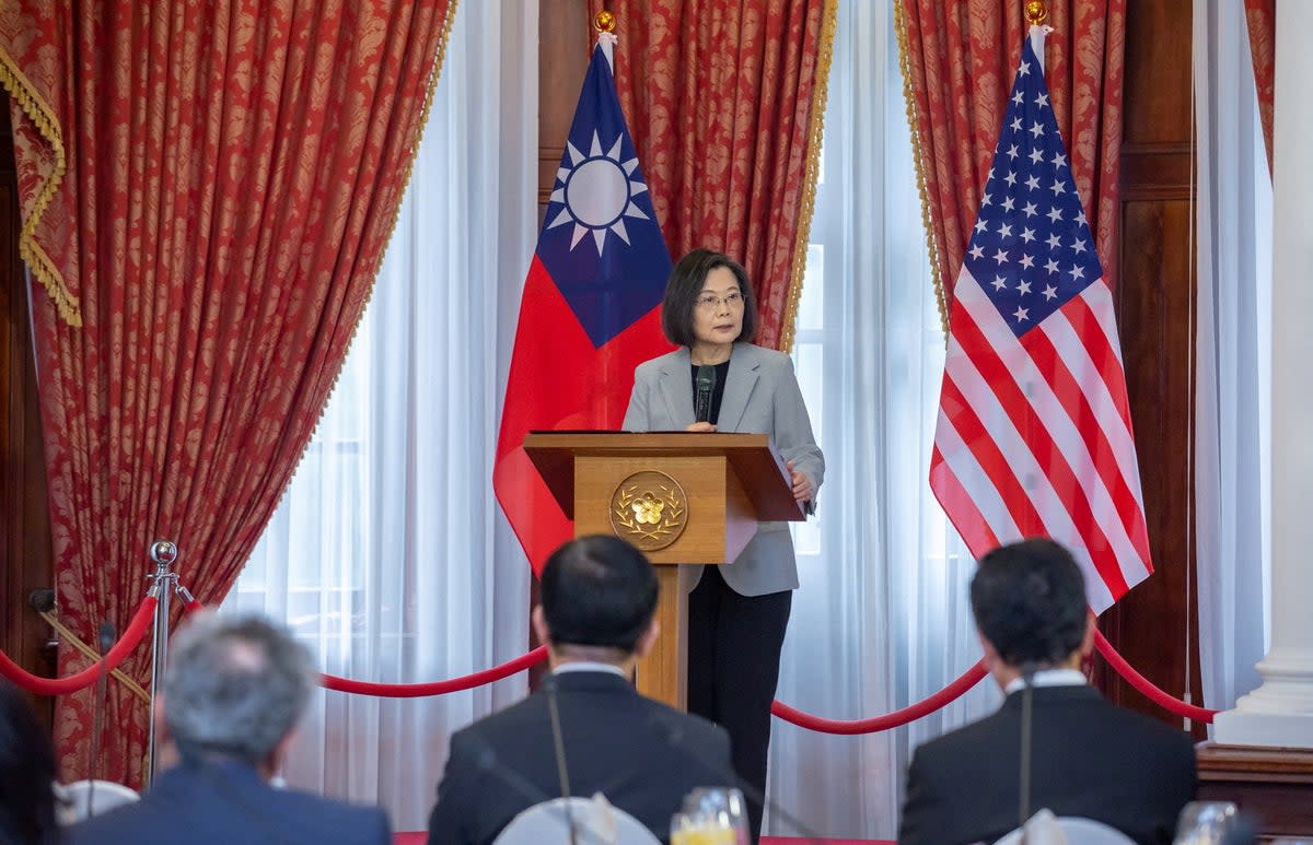 Taiwan’s president Tsai Ing-wen and Michael McCaul, chairman of the US house foreign affairs committee meet in Taipei (Via REUTERS)