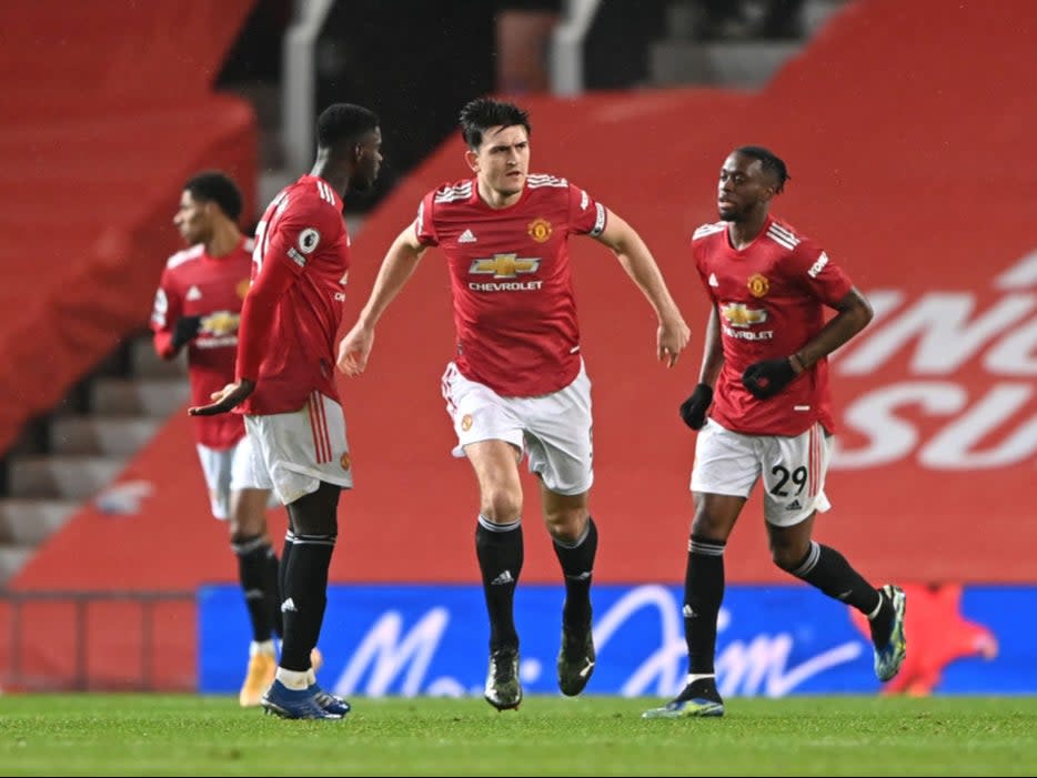 Harry Maguire celebrates scoring United’s equaliserGetty Images