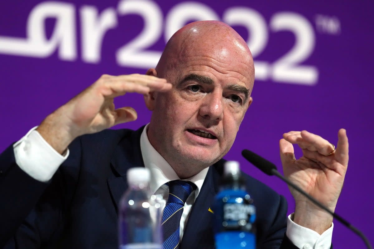 FIFA president Gianni Infantino was speaking at a press conference in Qatar on Friday (Nick Potts/PA) (PA Wire)