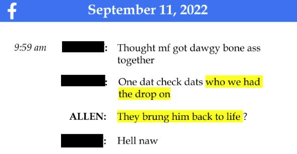 Messages allegedly sent and received by Jordan Allen on Sept. 11, 2022. (Courtesy U.S. Attorney's Office for the Western District of Michigan)