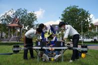 Cambodian students design a manned drone, in Phnom Penh