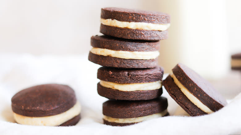 Stack of chocolate hazelnut cookies