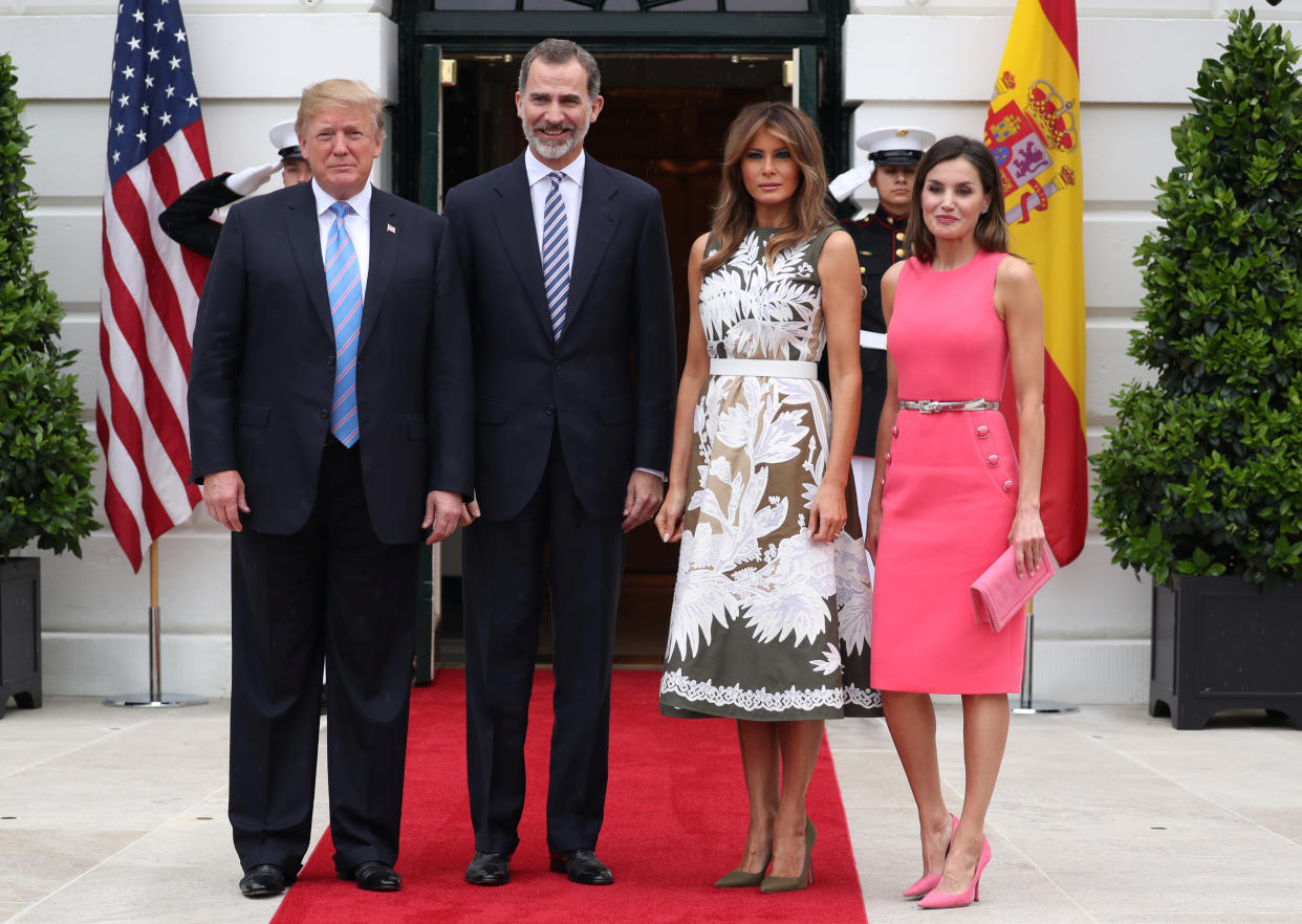 President and Melania Trump hosted <span class="s2">King Felipe VI and Queen Letizia of Spain. </span>(Photo: Reuters/Jonathan Ernst)