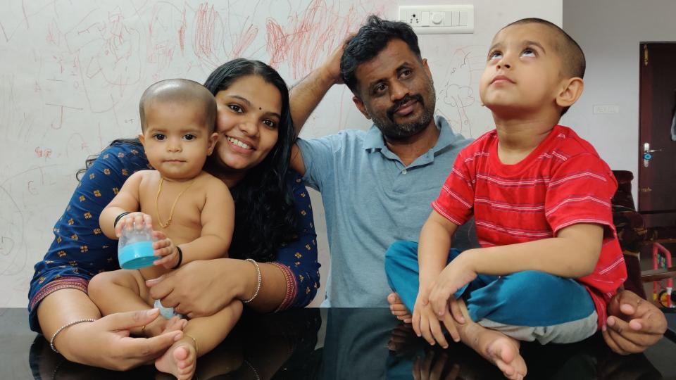 Filmmaker Jeo Baby with wife Beena and their children.