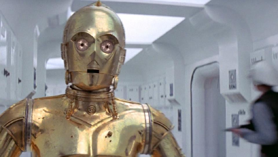 Anthony Daniel as C-3PO aboard the Tantive IV, in the opening scene of Star Wars: A New Hope original head up for auction