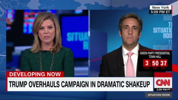 CNN's Brianna Keilar interviewing longtime Donald Trump aide Michael Cohen. (Screenshot: CNN/The Situation Room)