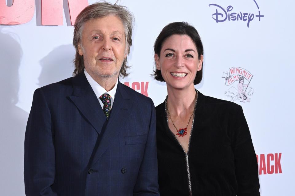 Sir Paul McCartney and Mary McCartney attend the UK Premiere of "The Beatles: Get Back" at Cineworld Empire on November 16, 2021 in London, England.