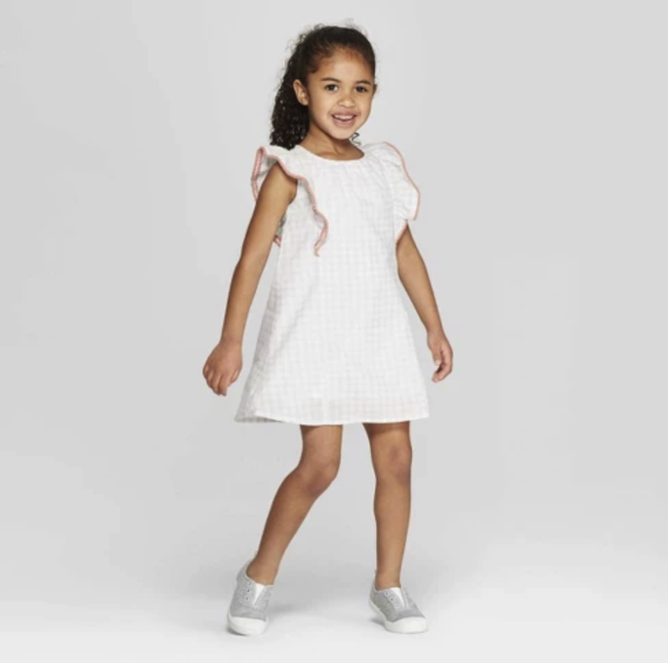 Mila & Emma Toddler Girls’ Gingham Ruffle Shift Dress. (Photo: Target)