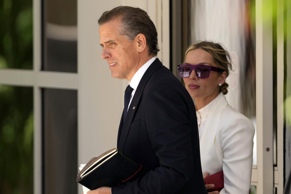 Hunter Biden departs from federal court with his wife Melissa Cohen Biden, Friday, June 7, 2024, in Wilmington, Del. (AP Photo/Matt Slocum)