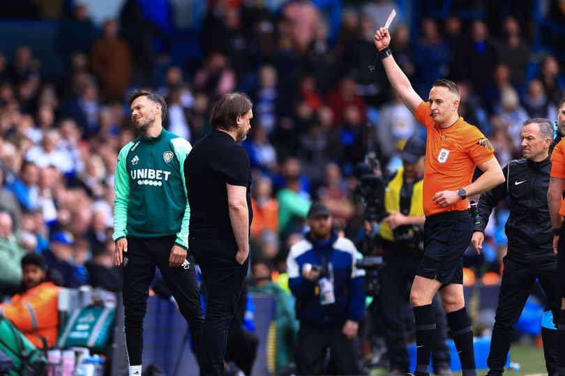 Leeds United assistant coach Christopher John is sent off against Blackburn Rovers -Credit:Mark Kerton/REX/Shutterstock