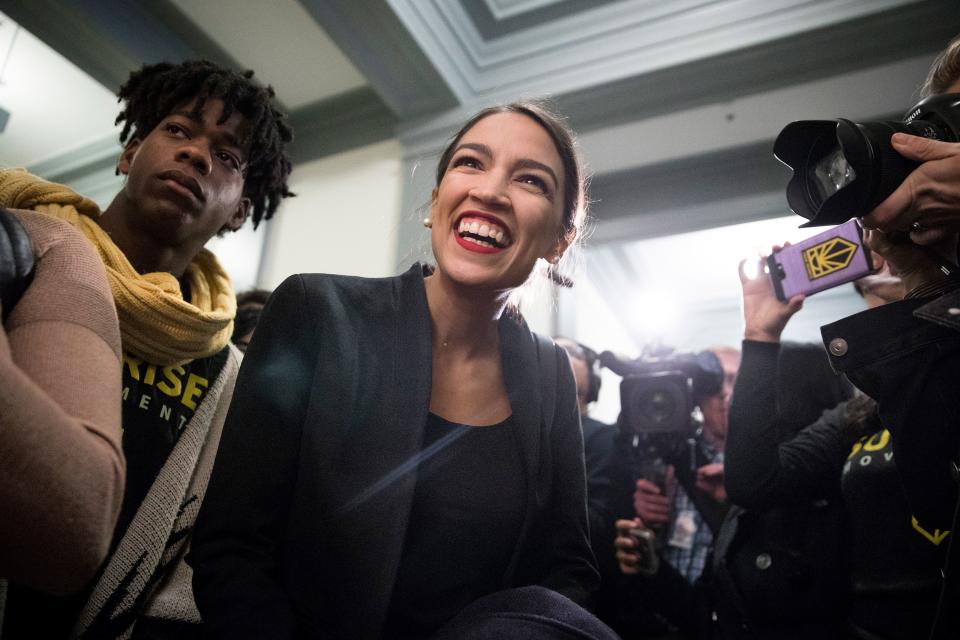 Representative Alexandria Ocasio-Cortez is the Sunrise Movement’s most visible advocate— and nothing less than an idol to its membership.