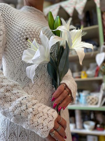 <p>Laura Cowdery</p> Great-Grandmother Hand-Knits Wedding Dress in Just 3 Weeks: 'It's Amazing What Two Needles Can Do'