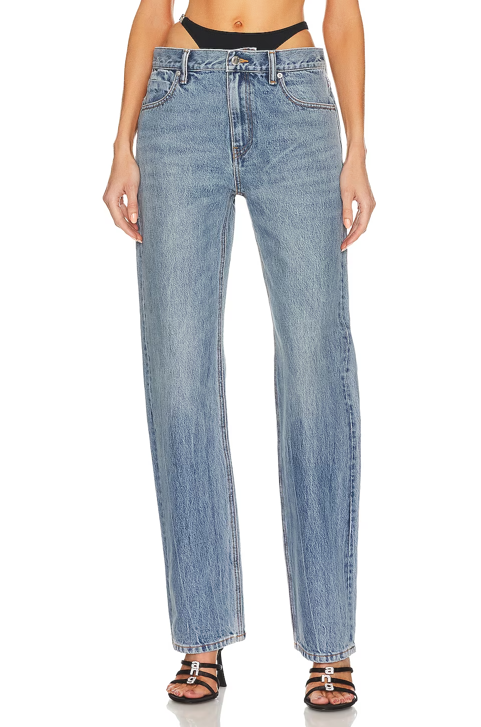 Alexander Wang Low Rise Slouchy Jean with Diamonte Charm Bikini