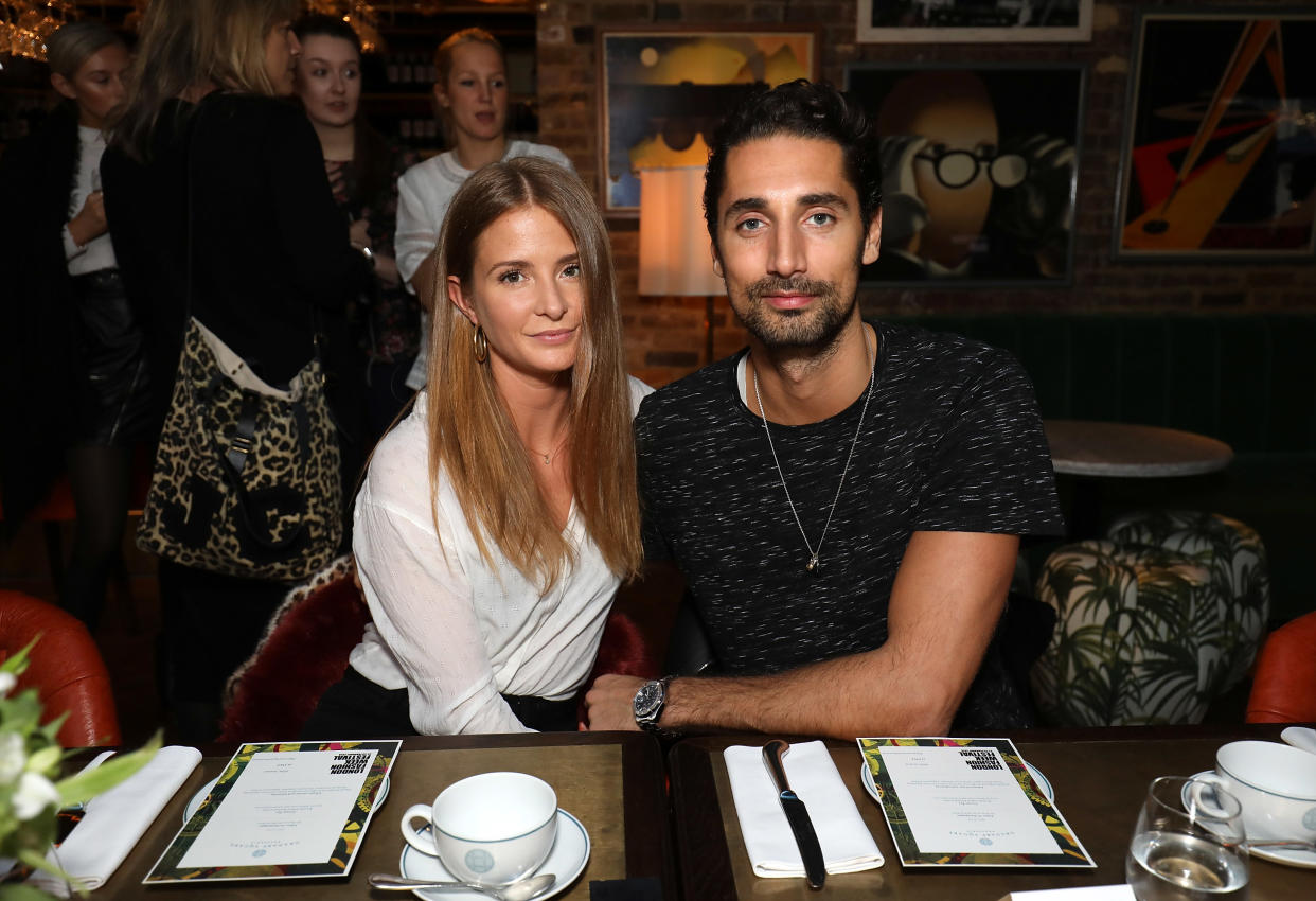 LONDON, ENGLAND - JANUARY 30:  Millie Mackintosh and Hugo Taylor attend an afternoon tea event to discuss the upcoming London Fashion Week Festival at Granary Square Brasserie on January 30, 2018 in London, England.  London Fashion Week Festival runs from 22nd - 25th February 2018.  (Photo by Tim P. Whitby/Tim P. Whitby/Getty Images)