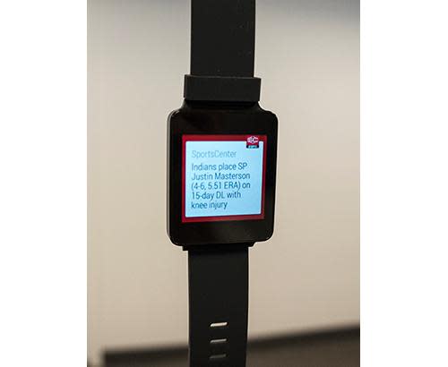 Smartwatch showing ESPN notification