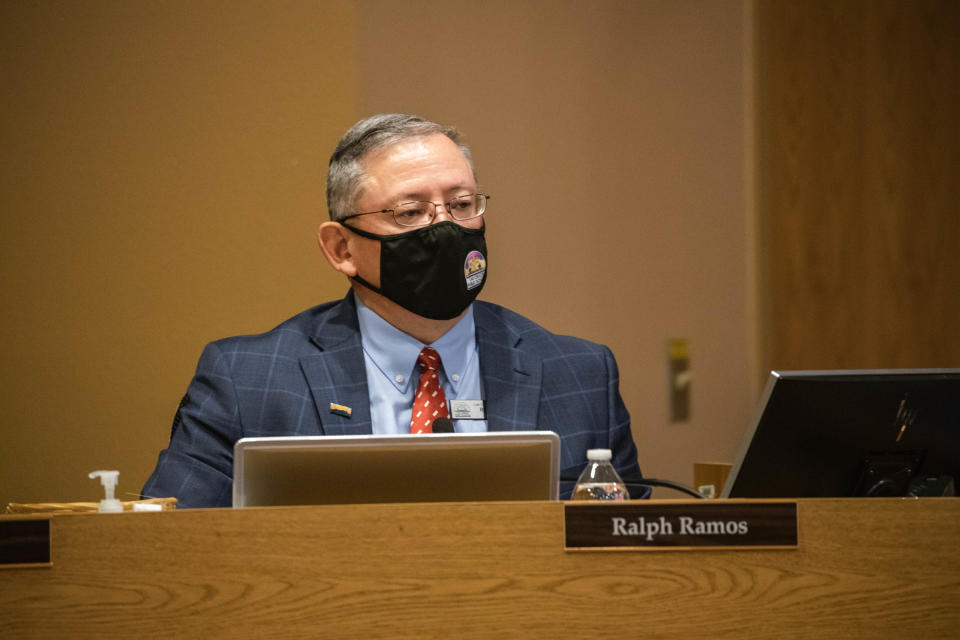 Ralph Ramos attends a Las Cruces School Board meeting in Las Cruces on Tuesday, Jan. 4, 2021.