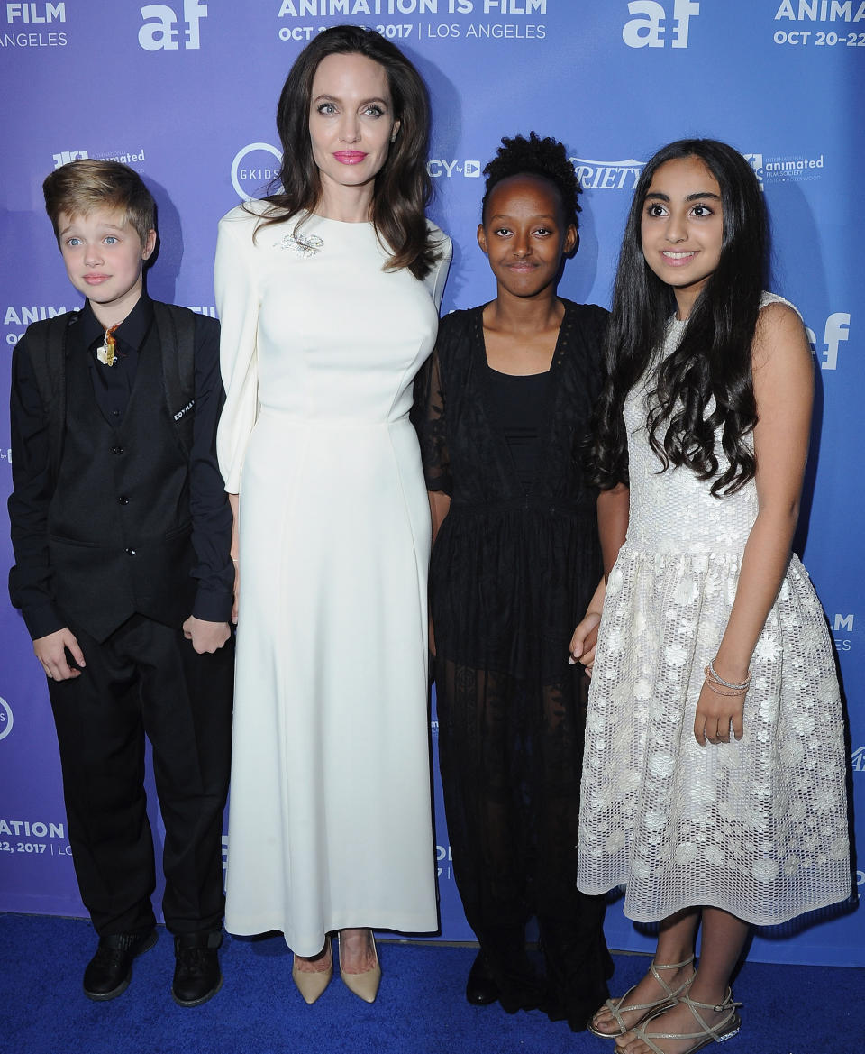 Angelina Jolie and family (Jon Kopaloff / FilmMagic)