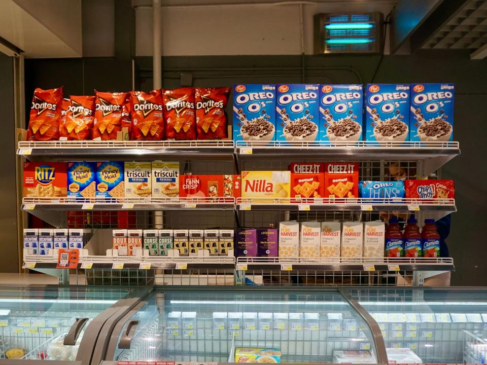 american brands in thai grocery store in bangkok above freezer