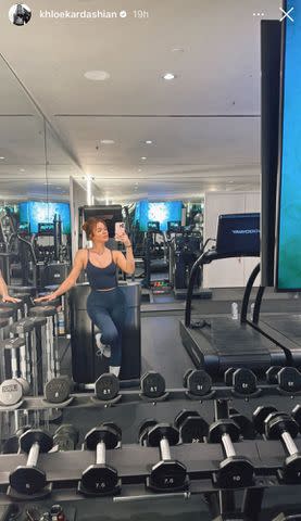 <p>Khloé Kardashian/Instagram</p> Khloé Kardashian in her gym