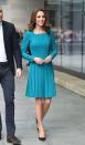 <p>The Duke and Duchess of Cambridge visited the BBC headquarters to discuss William's Taskforce on the Prevention of Cyberbullying. Kate wore a turquoise <a href="https://go.redirectingat.com?id=74968X1596630&url=https%3A%2F%2Fwww.modaoperandi.com%2Femilia-wickstead&sref=https%3A%2F%2Fwww.townandcountrymag.com%2Fstyle%2Ffashion-trends%2Fnews%2Fg1633%2Fkate-middleton-fashion%2F" rel="nofollow noopener" target="_blank" data-ylk="slk:Emilia Wickstead;elm:context_link;itc:0;sec:content-canvas" class="link ">Emilia Wickstead</a> dress, recycled from an appearance in 2014, paired with <a href="https://go.redirectingat.com?id=74968X1596630&url=https%3A%2F%2Fwww.lkbennett.com%2FOccasionwear%2FOccasion-Shoes&sref=https%3A%2F%2Fwww.townandcountrymag.com%2Fstyle%2Ffashion-trends%2Fnews%2Fg1633%2Fkate-middleton-fashion%2F" rel="nofollow noopener" target="_blank" data-ylk="slk:black heels from LK Bennet;elm:context_link;itc:0;sec:content-canvas" class="link ">black heels from LK Bennet</a> for the visit.</p>