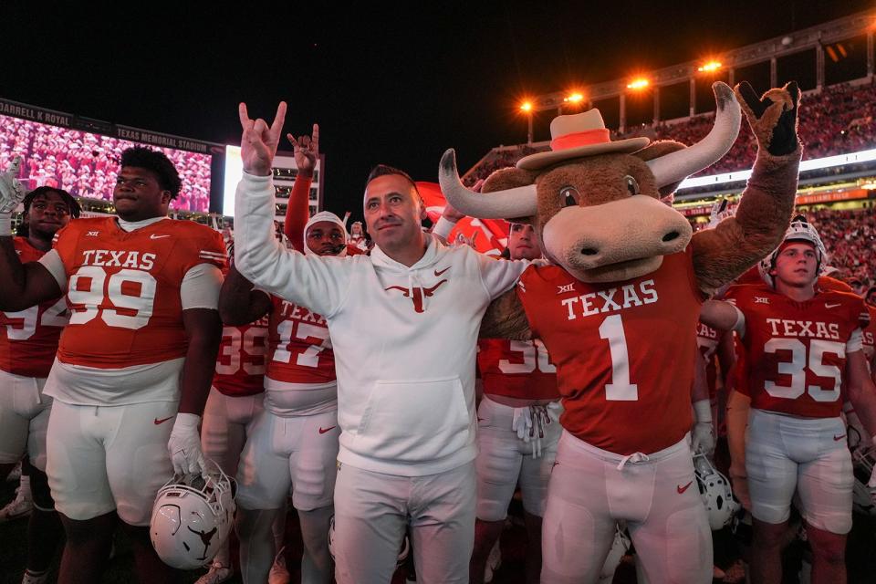 Texas head coach Steve Sarkisian's Longhorns will play eight SEC opponents in the 2024 and 2025 seasons, it was announced on Wednesday. The Longhorns' 2025 schedule will include Georgia, Texas A&M, Oklahoma and Florida as well as a previously scheduled nonconference season opener at Ohio State.