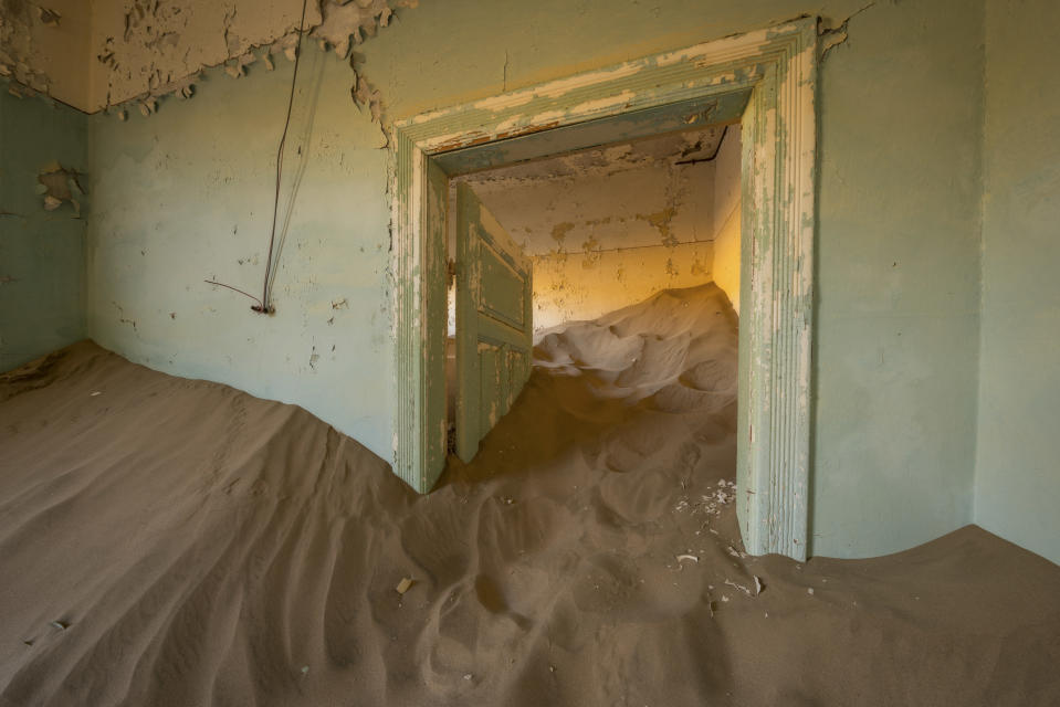 Abandoned diamond mine flooded by sand