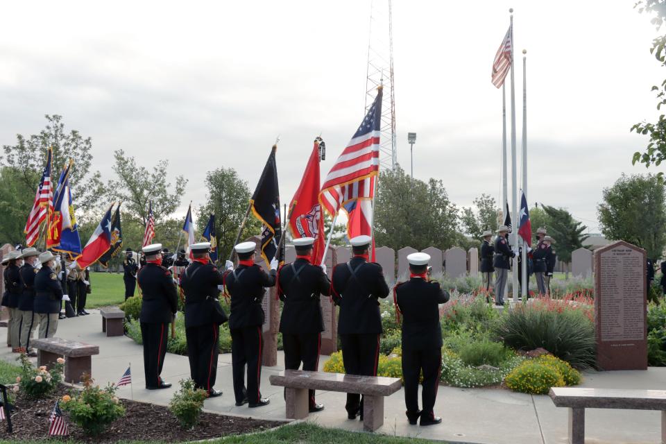 Area law enforcement officials gathered at the Texas Panhandle War Memorial in a previous ceremony to honor those who were killed in the attacks on Sept. 11, 2001.