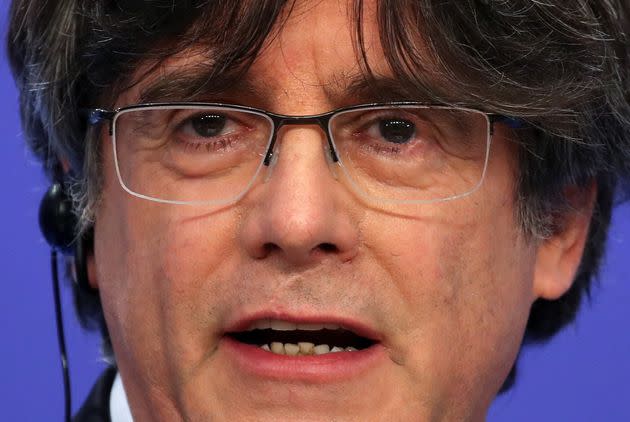 Catalan MEP Carles Puigdemont speaks at a news conference after the European Parliament voted to waive his immunity in Brussels, Belgium March 9, 2021. REUTERS/Yves Herman (Photo: Yves Herman via Reuters)