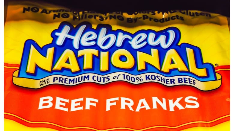 Package of Hebrew National hot dogs