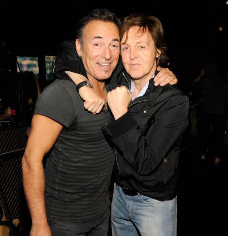 <p>Kevin Mazur/WireImage</p> Bruce Springsteen and Paul McCartney at the Grammy Awards in Los Angeles in February 2012