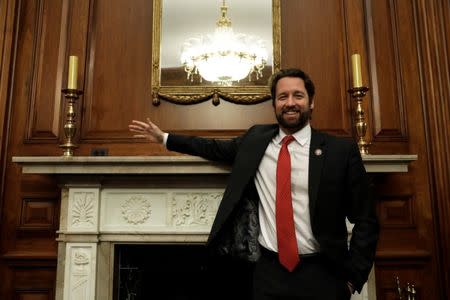 U.S. Rep. Joe Cunningham (D-SC) poses for a picture before his interview for Reuters on Capitol Hill, February 26, 2019. REUTERS/Yuri Gripas