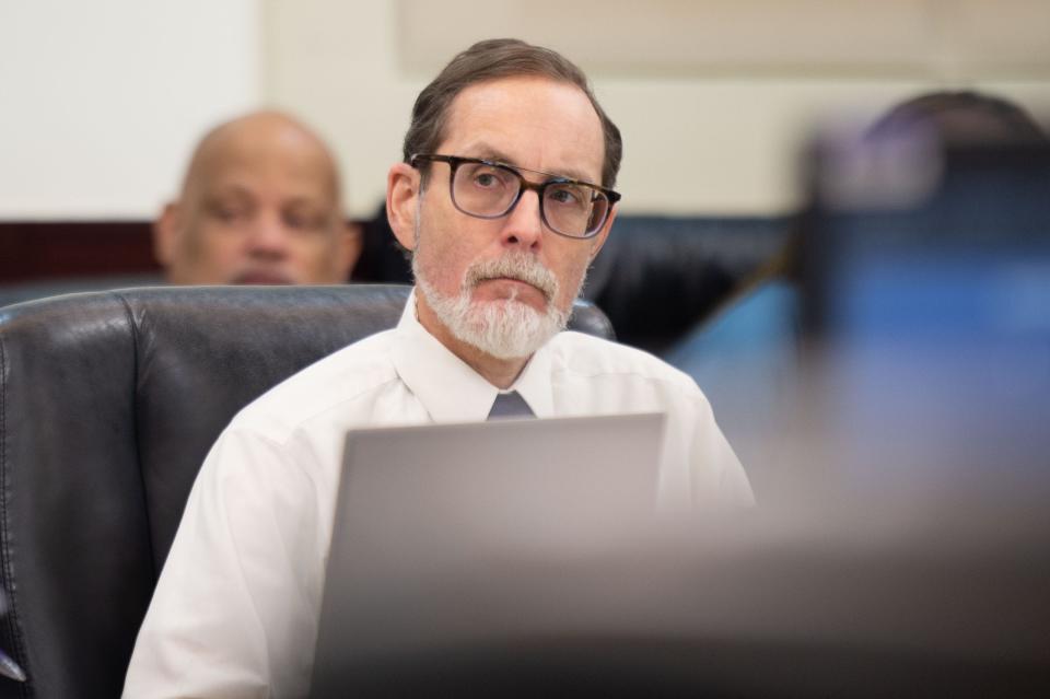 Alexander Friedmann sits and listens to his attorneys talk to the witness during the first day of his trial at the Justice A.A. Birch Building in Nashville, Tenn., Tuesday, July 19, 2022.
