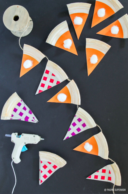 <p>Paging Super Mom</p><p>It’s no secret that pie is a staple piece at Thanksgiving! That’s why this paper plate pie garland is the perfect kids' craft. Check out <a href="https://pagingsupermom.com/paper-plate-pie-garland/" rel="nofollow noopener" target="_blank" data-ylk="slk:Paging Super Mom;elm:context_link;itc:0;sec:content-canvas" class="link rapid-noclick-resp"><em>Paging Super Mom</em></a> for more info.</p>