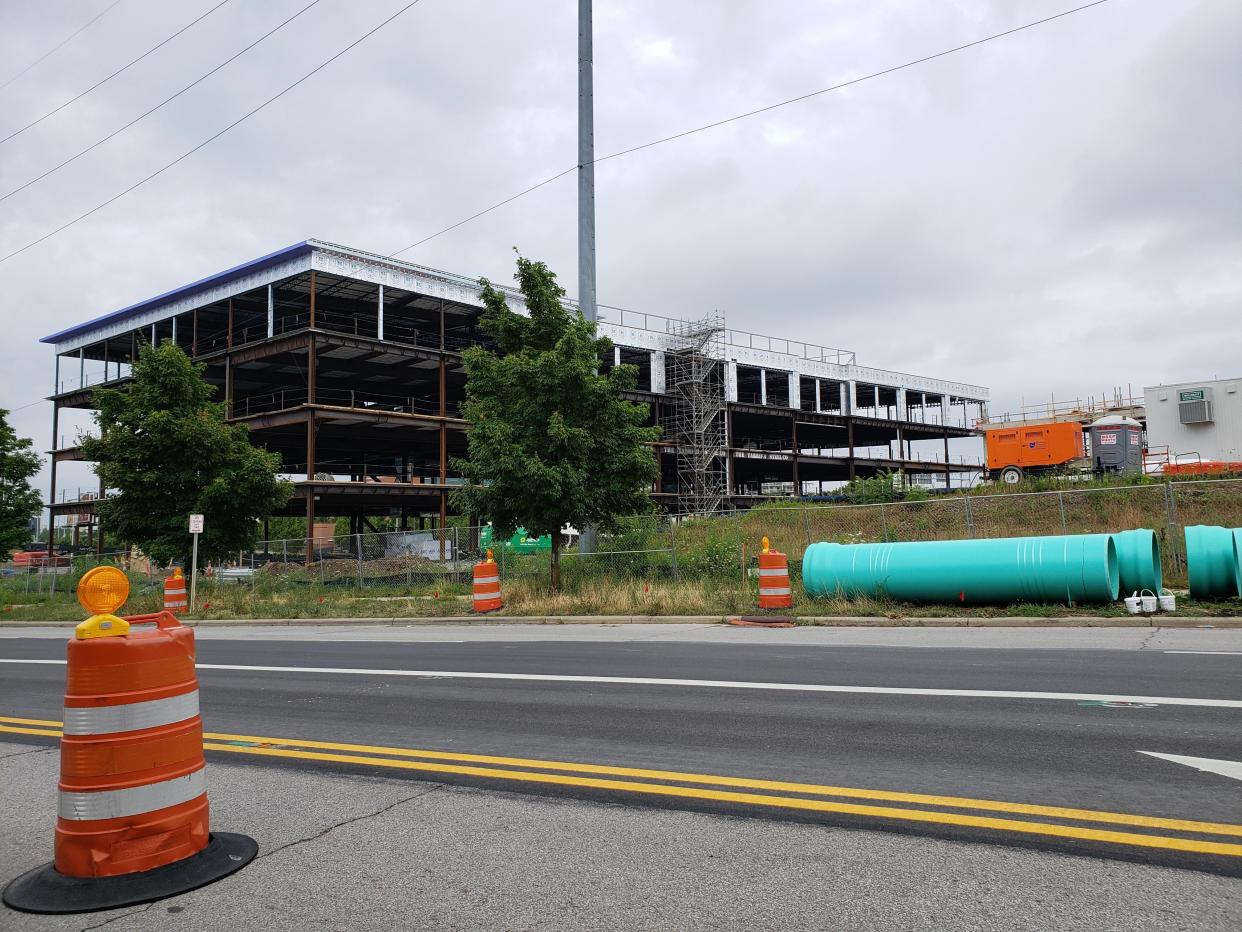 The $27.5-million Chipotle corporate headquarters building in Columbus' Arena District, seen here in an August 2020 photo while it was under construction, is one of thousands of properties enjoying a 100%, 15-year property tax abatement from the city, which in this case won't expire until 2035.